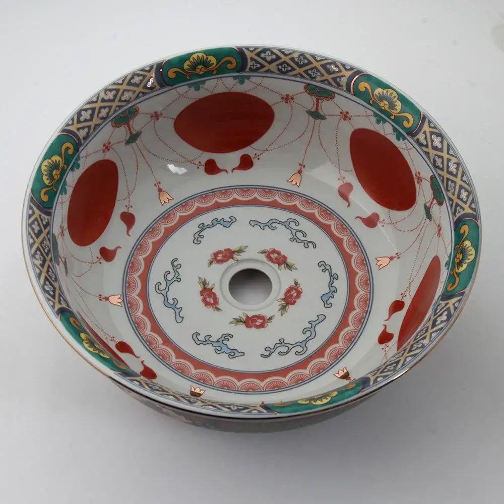 Floral Ceramic Bathroom Sink