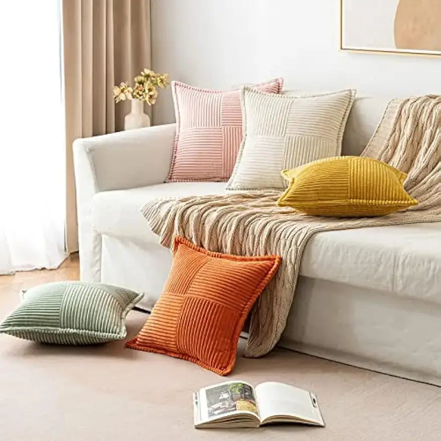 Cream Striped Pillow Covers