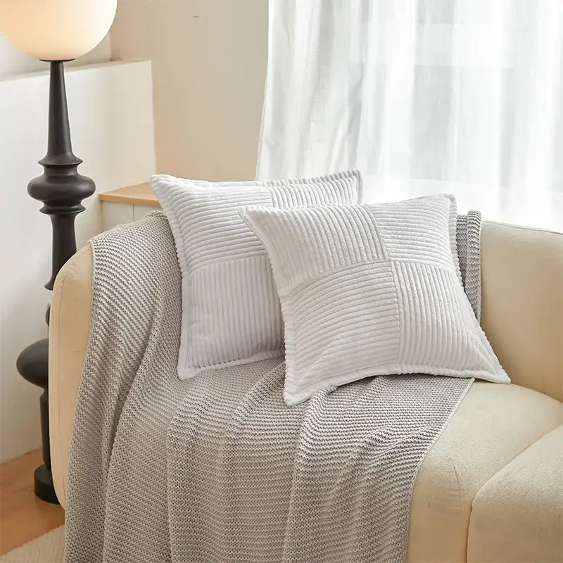 Cream Striped Pillow Covers