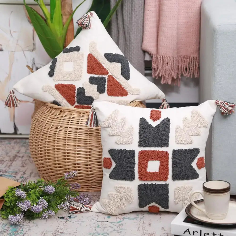 Cream Rust Pillow Cover