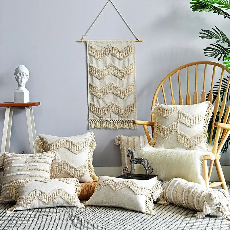 Cream Tufted Cotton Cushion