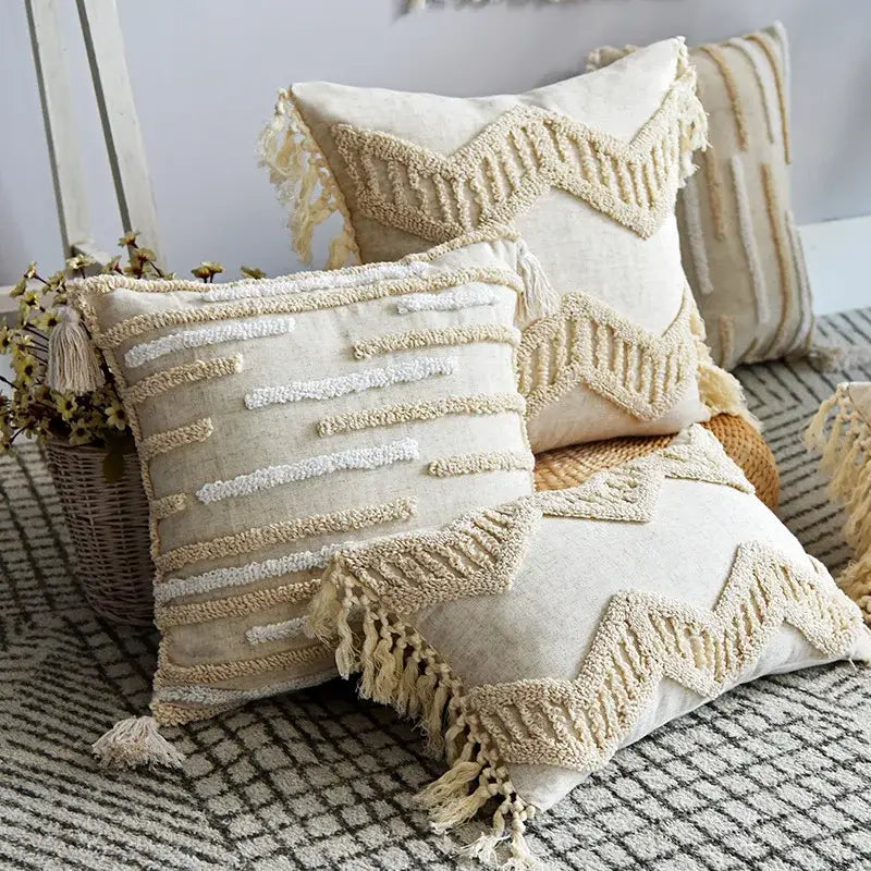Cream Tufted Cotton Cushion