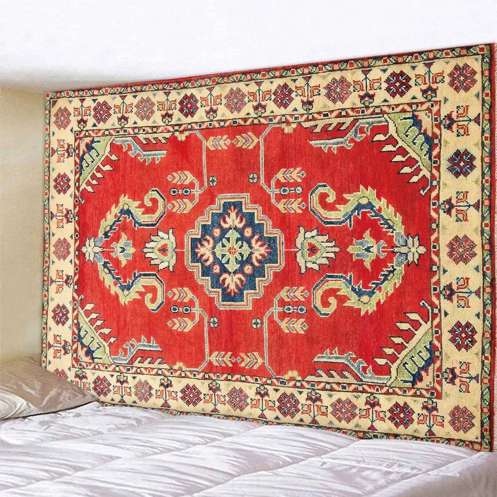 Red Gold Boho Tapestry Set