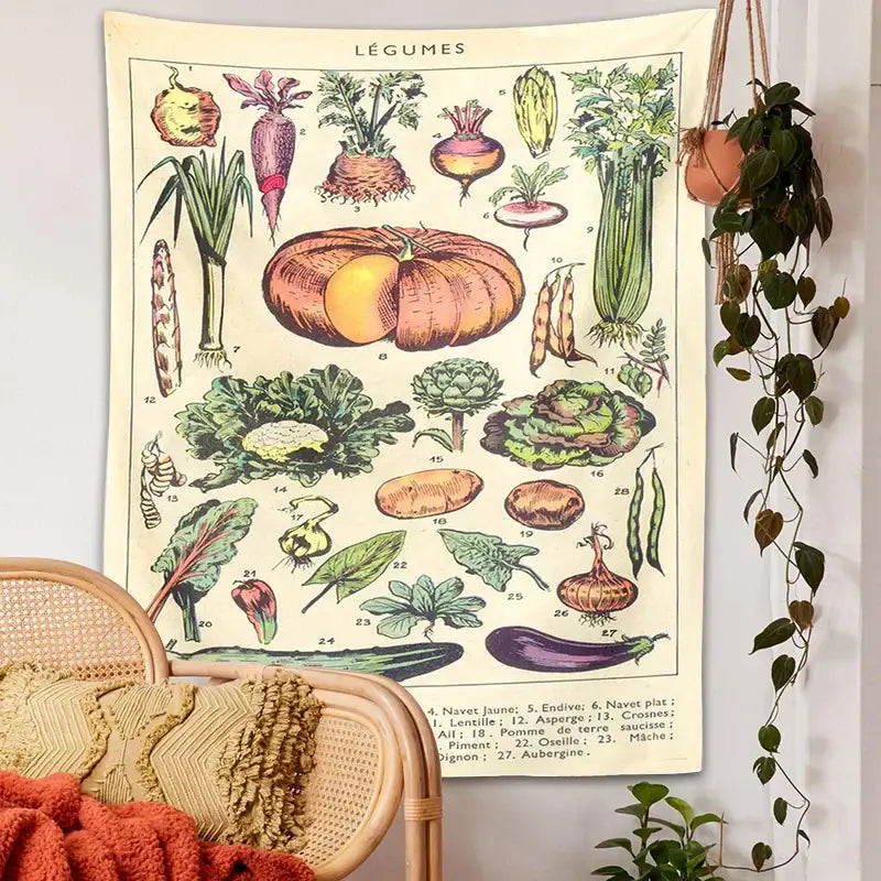Beige Botanical Tapestry Decor