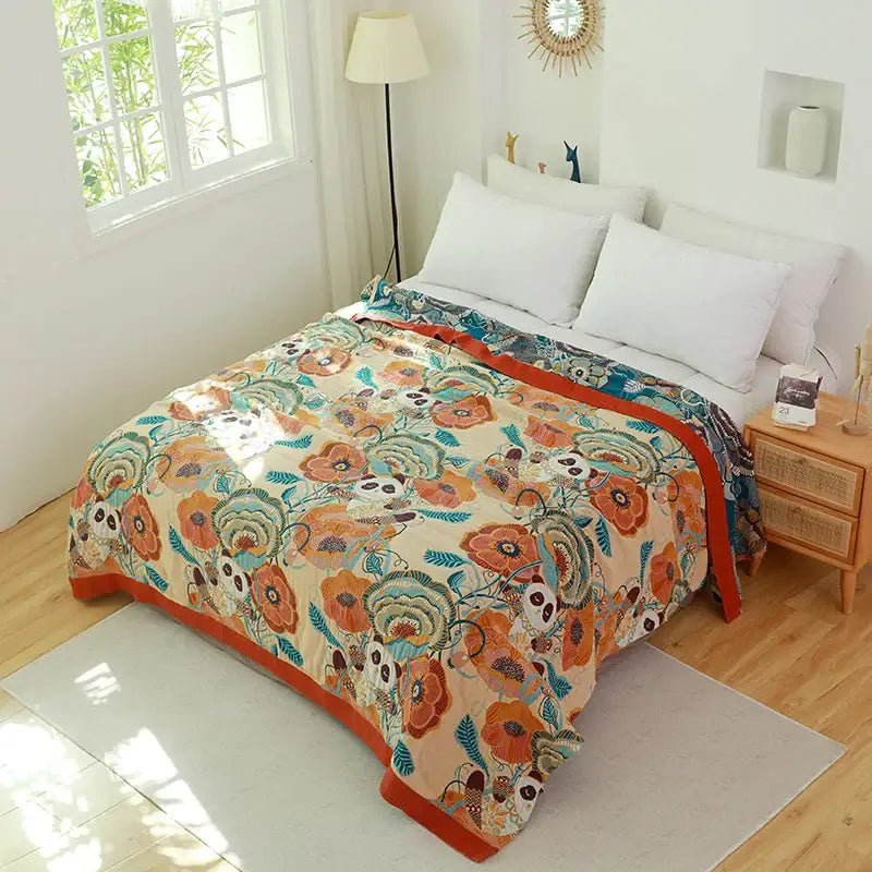 Teal Gold Cotton Throw