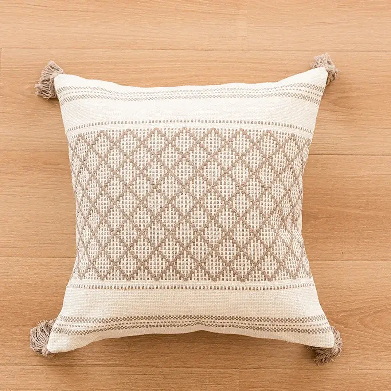 Black White Fringed Pillowcase