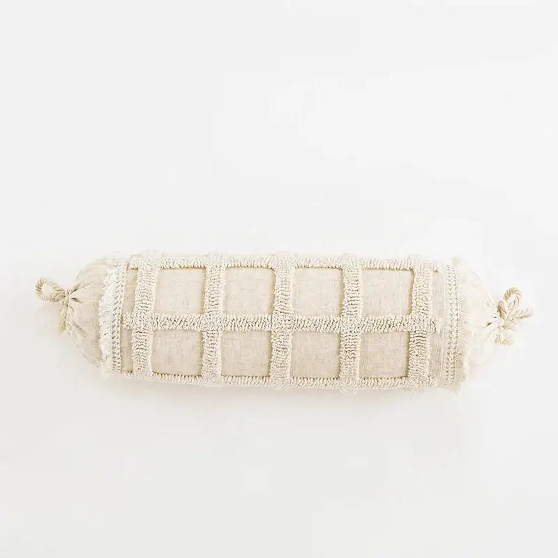 Woven Cushion Cover Cream Boho Living Room Pillow