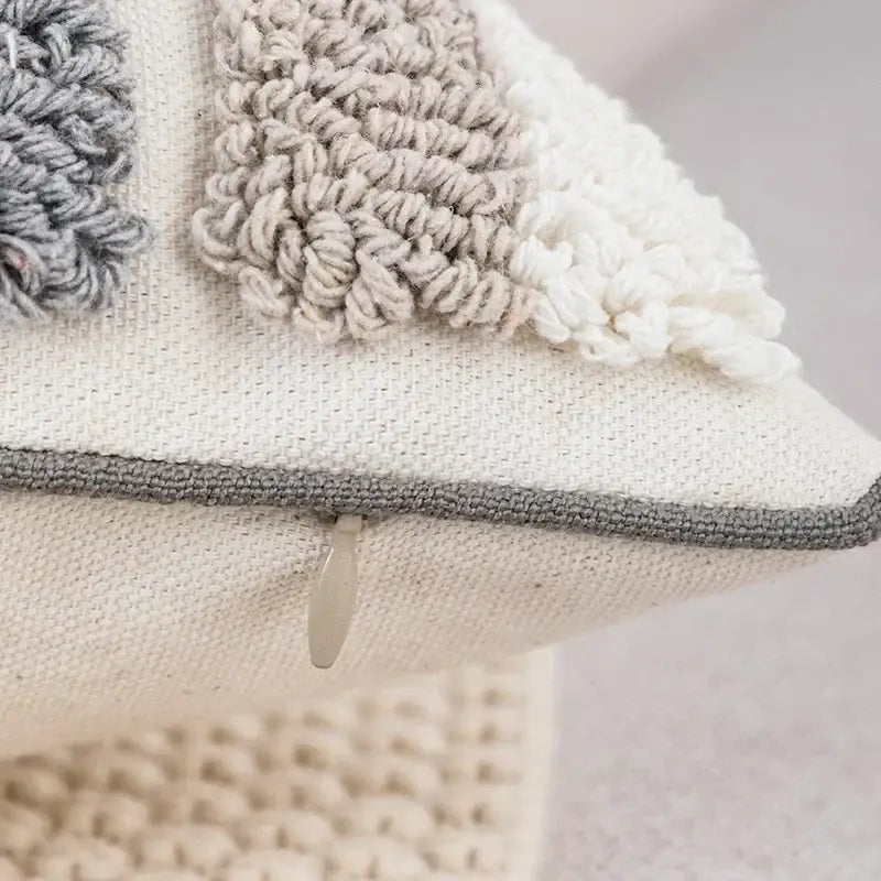 White Gray Boho Cushion