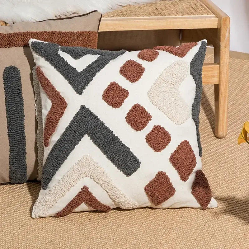 White Gray Boho Cushion