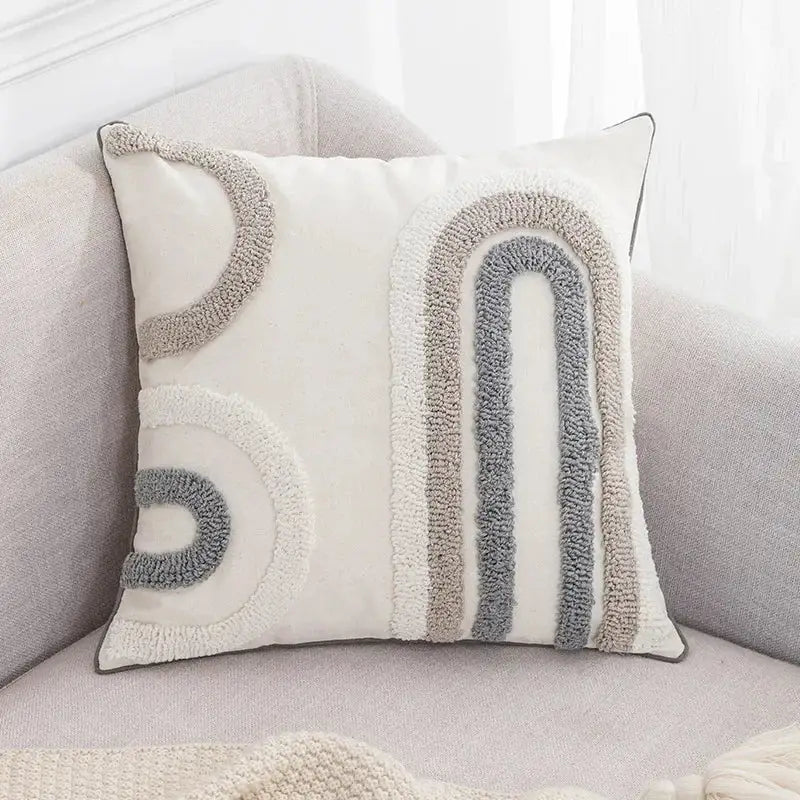 White Gray Boho Cushion
