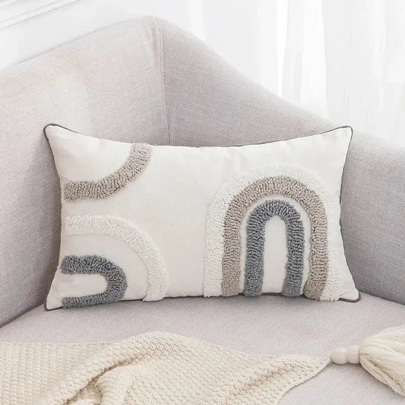 White Gray Boho Cushion