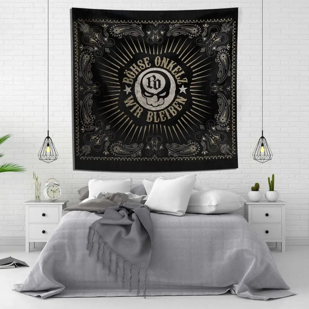 Boho Black White Tapestry