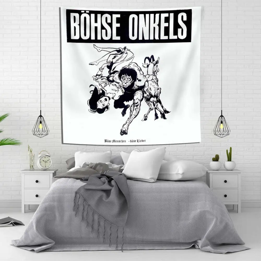 Boho Black White Tapestry