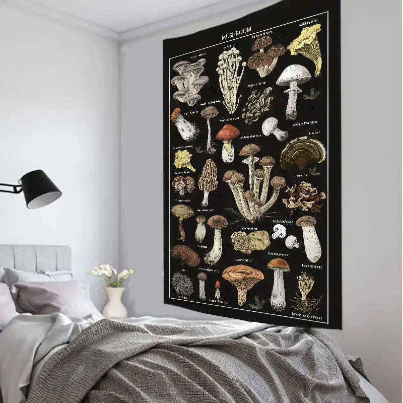 Black Botanical Tapestry