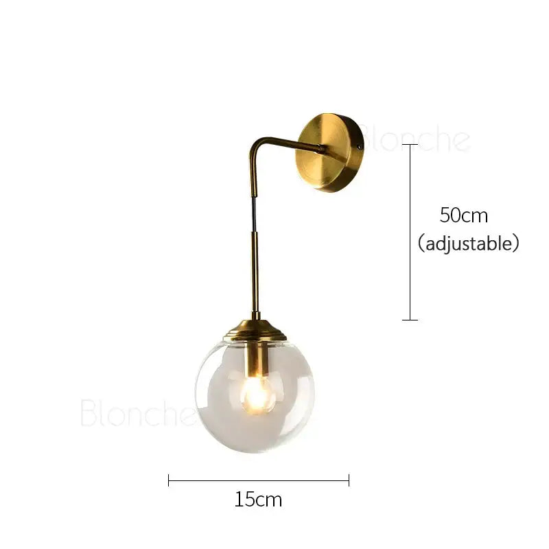Amber Glass Wall Light Brass