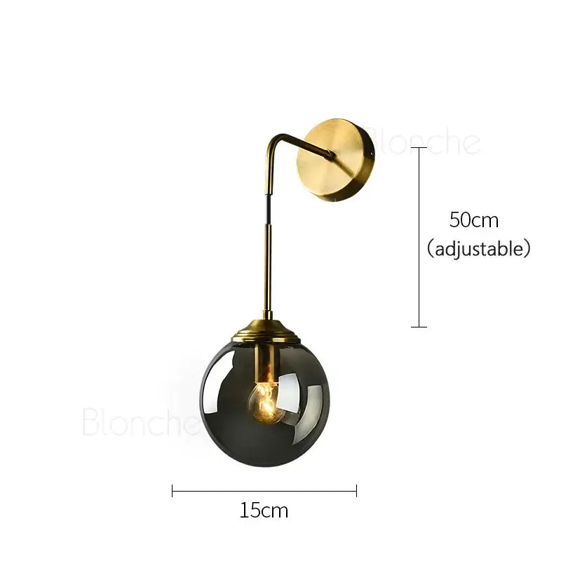 Amber Glass Wall Light Brass