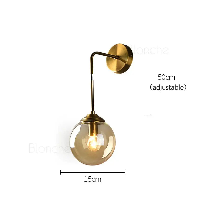 Amber Glass Wall Light Brass