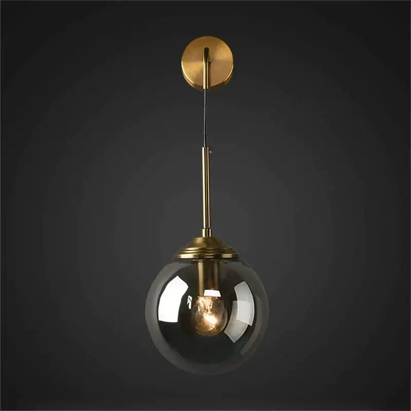 Amber Glass Wall Light Brass