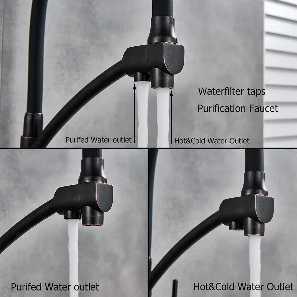 Brass Black Dual Spout Contemporary Faucet