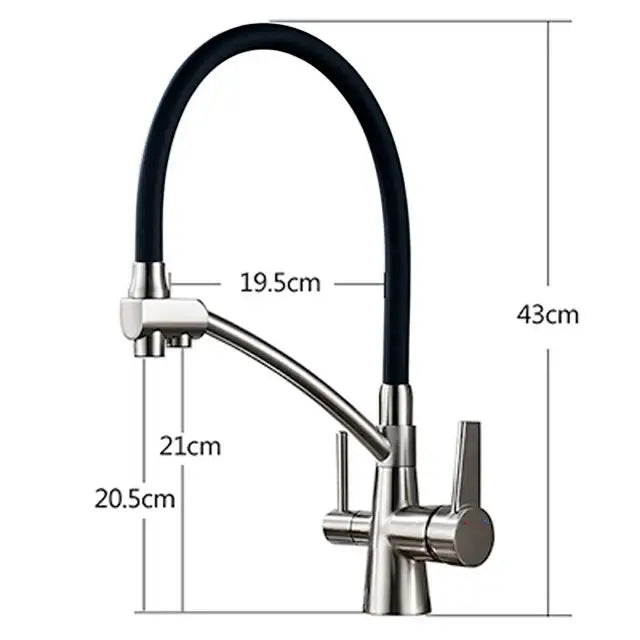 Brass Black Dual Spout Contemporary Faucet