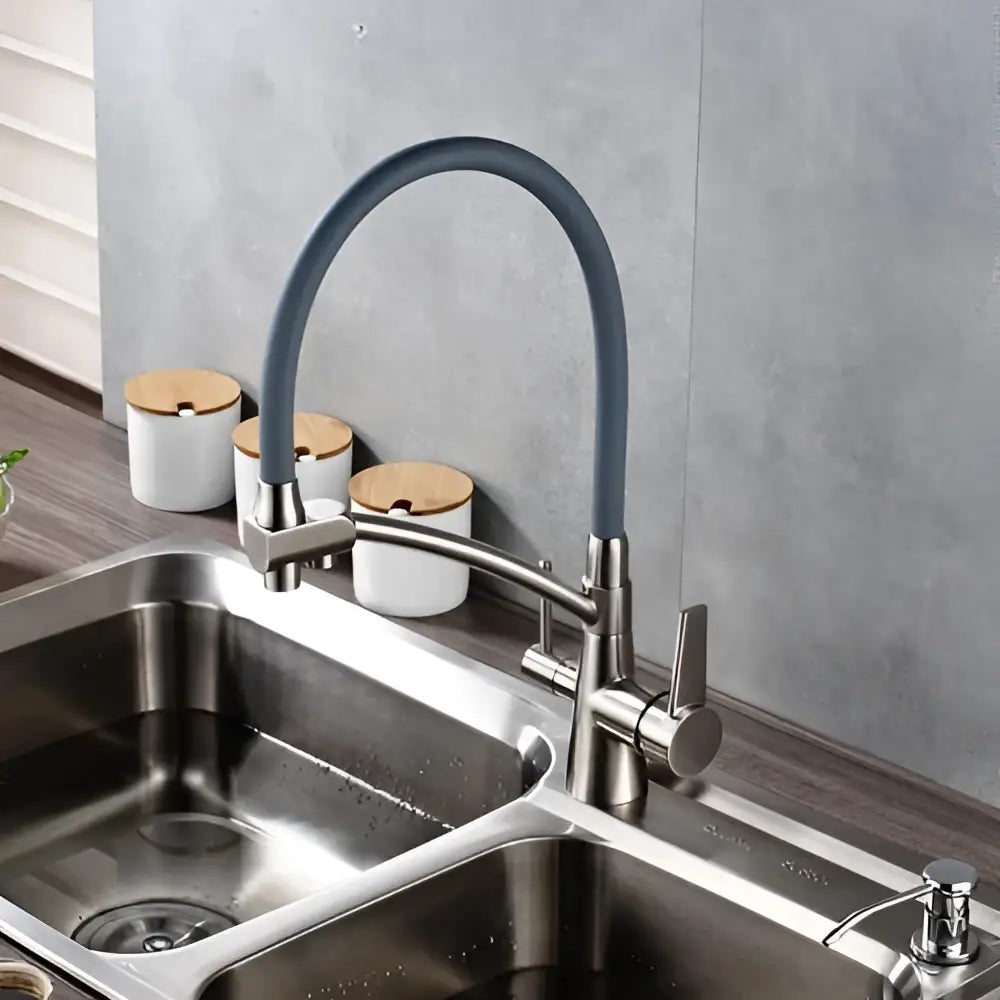 Brass Black Dual Spout Contemporary Faucet