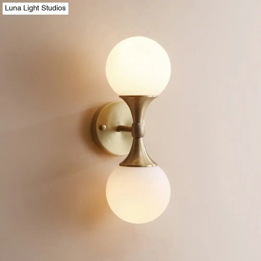 Wall Lamp Brass Ivory Glass Bedroom Sconce
