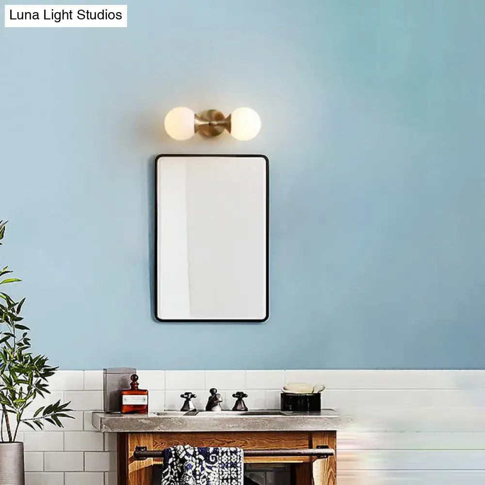 Wall Lamp Brass Ivory Glass Bedroom Sconce