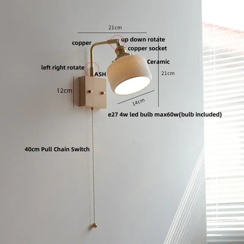 Brass Ceramic Dimmable Wall Sconce
