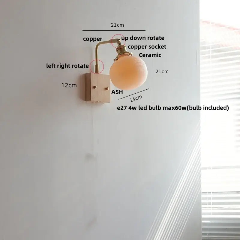 Brass Ceramic Dimmable Wall Sconce