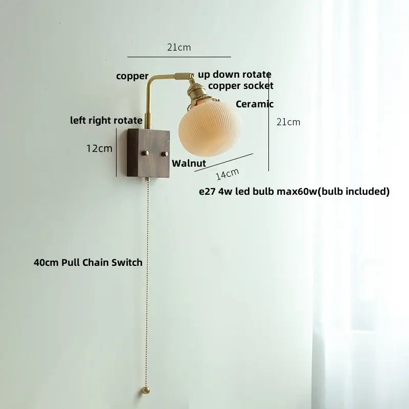 Brass Ceramic Dimmable Wall Sconce