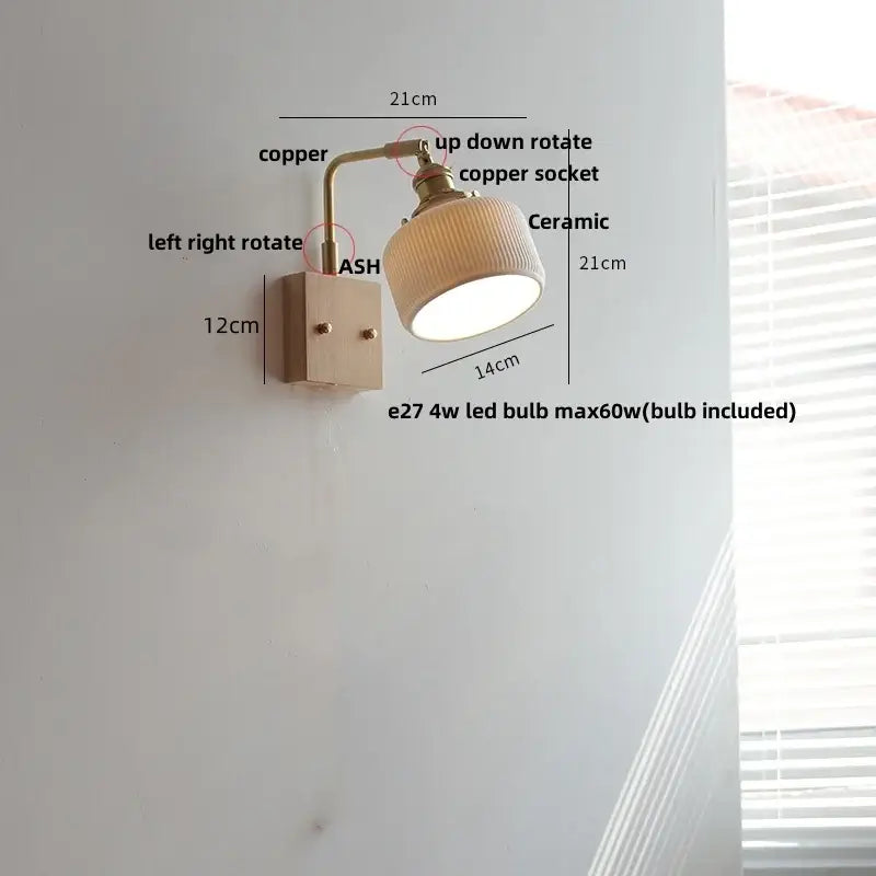 Brass Ceramic Dimmable Wall Sconce