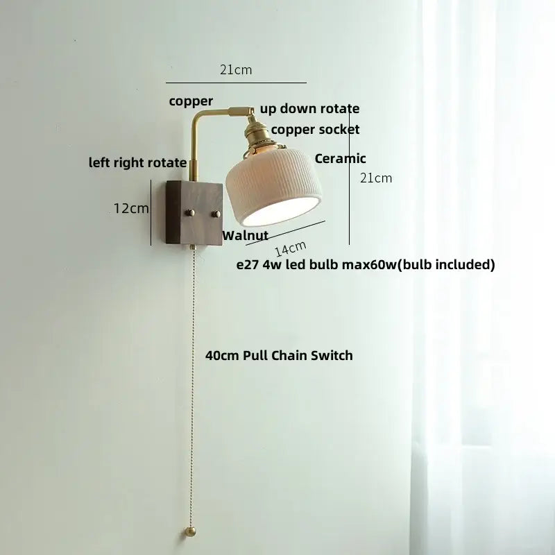 Brass Ceramic Dimmable Wall Sconce