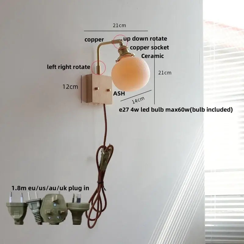 Brass Ceramic Dimmable Wall Sconce