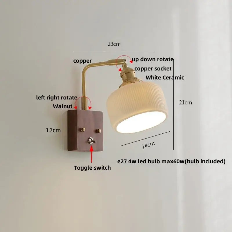Brass Ceramic Dimmable Wall Sconce