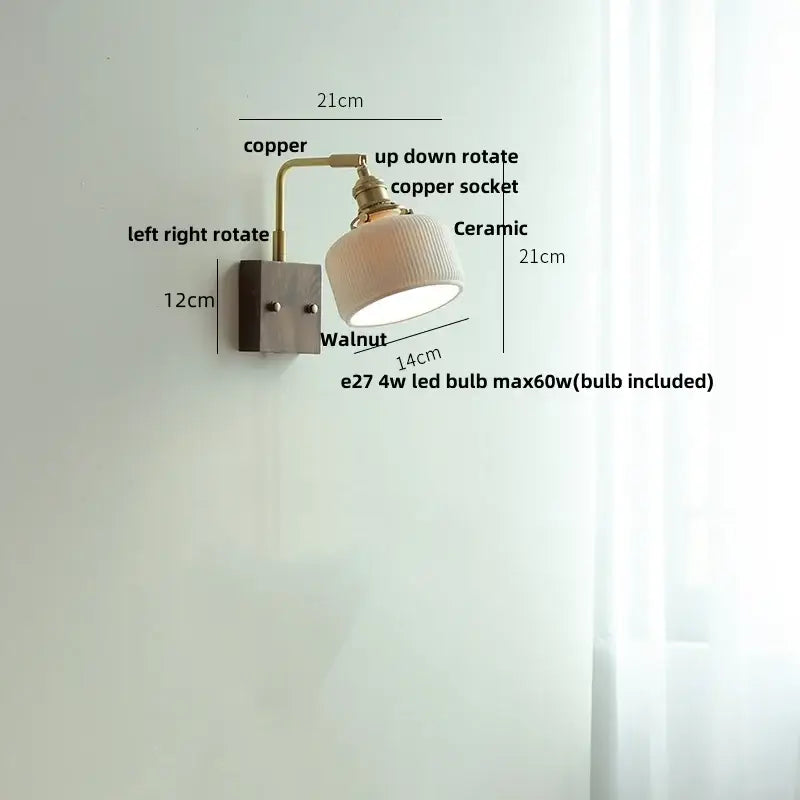 Brass Ceramic Dimmable Wall Sconce