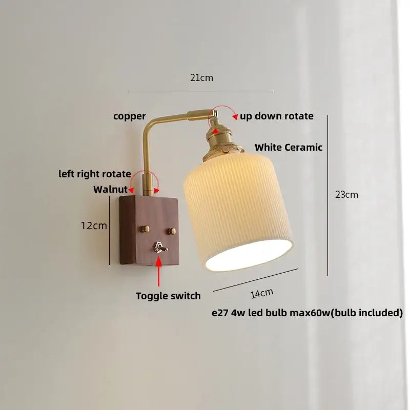 Brass Ceramic Dimmable Wall Sconce