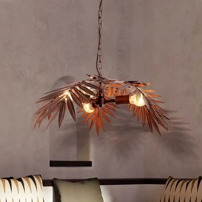 Brass Boho Leaf Chandelier