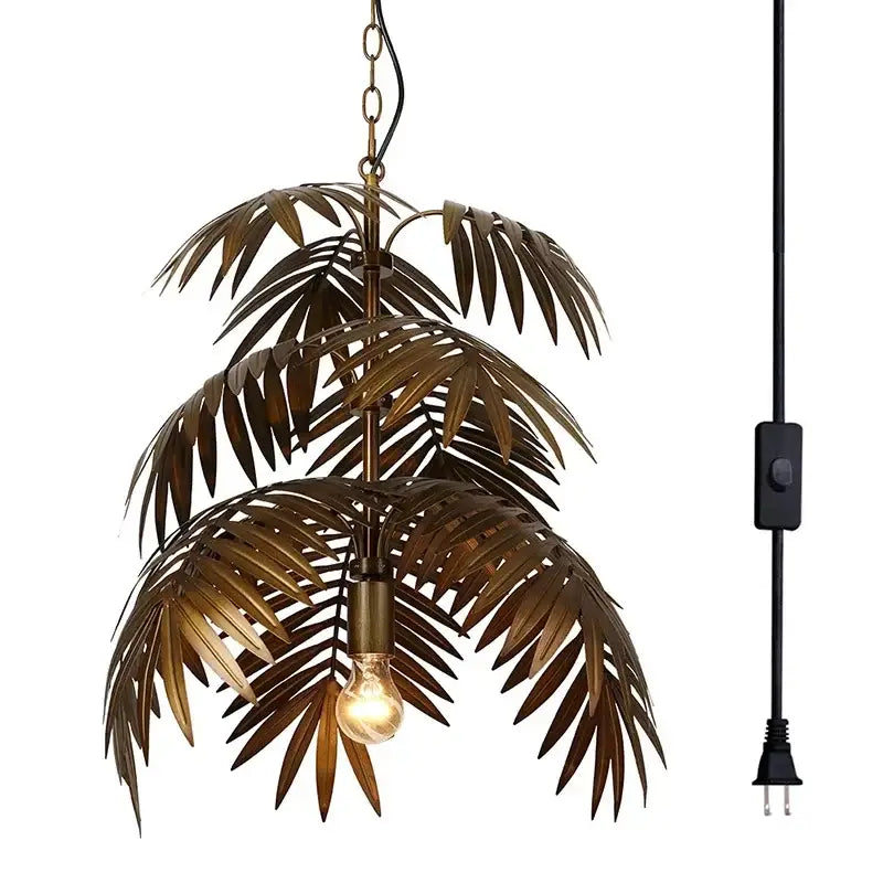 Brass Boho Leaf Chandelier