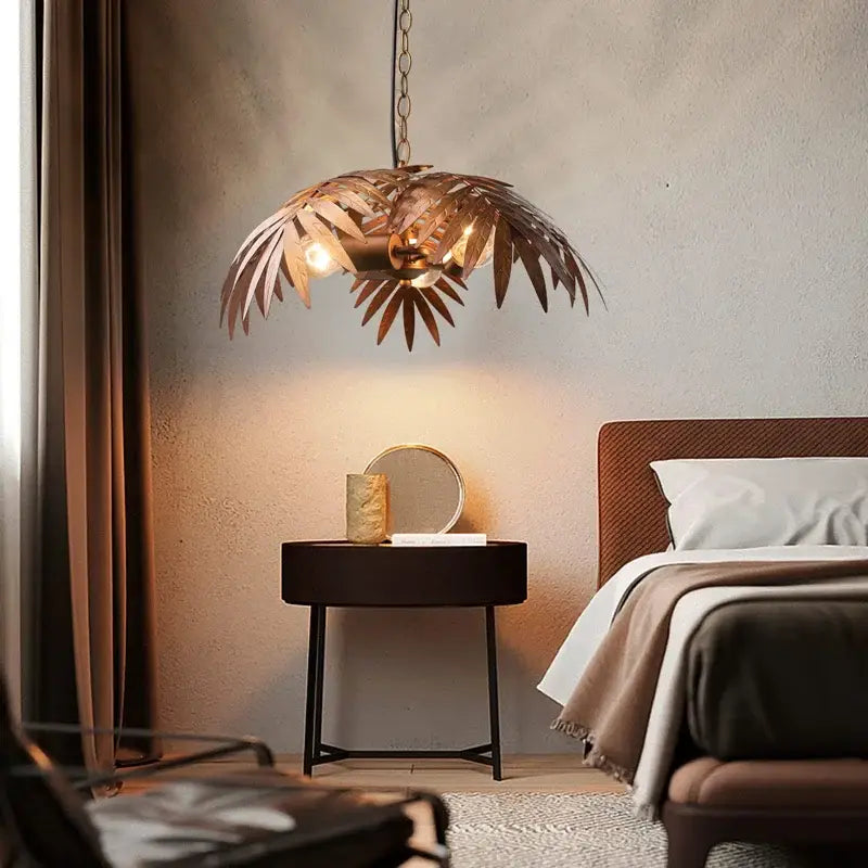 Brass Boho Leaf Chandelier