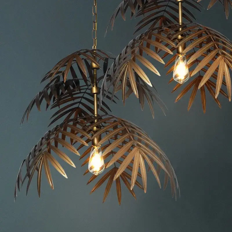 Brass Boho Leaf Chandelier