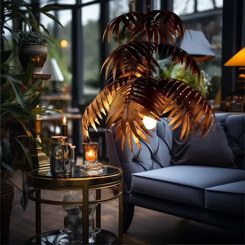 Brass Boho Leaf Chandelier