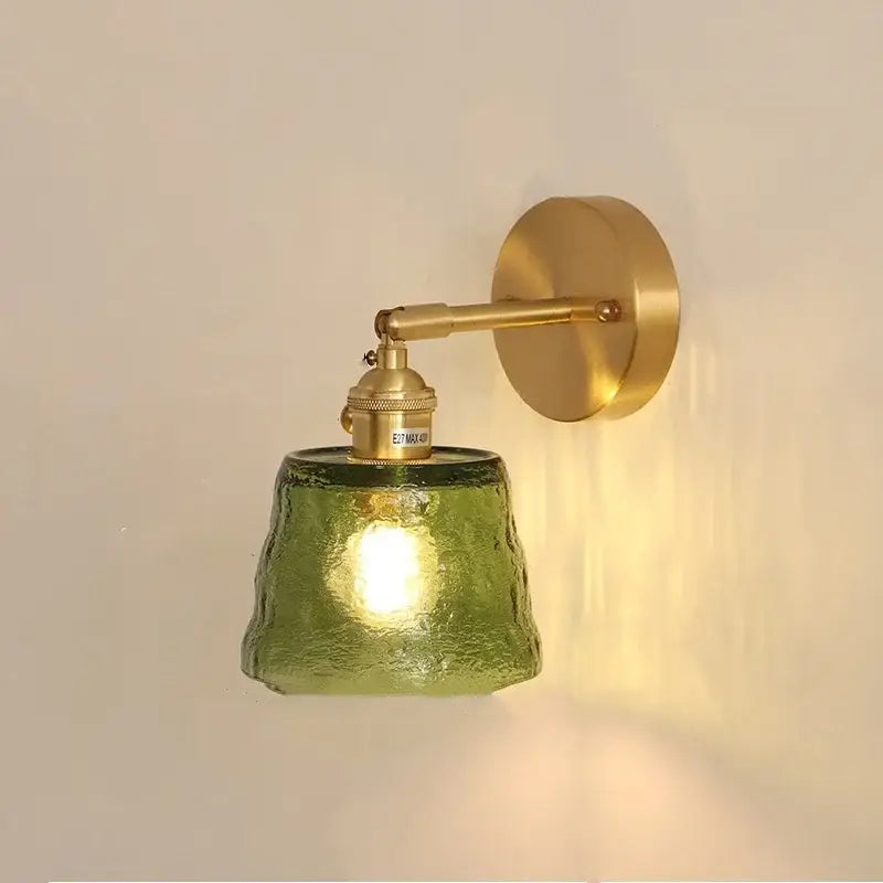 Brass Glass Pull-Chain Bedroom Sconce