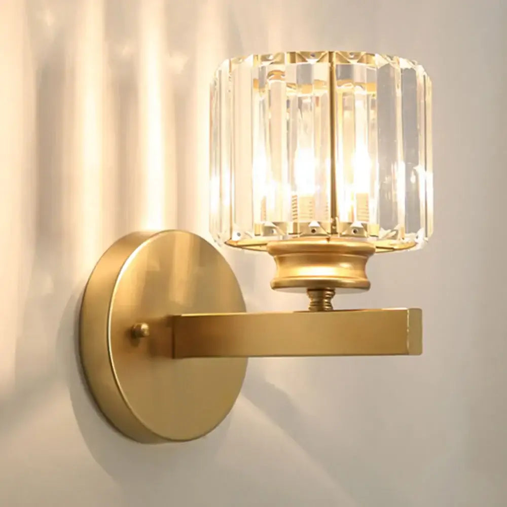 Brass Crystal Glass Bedroom Sconce