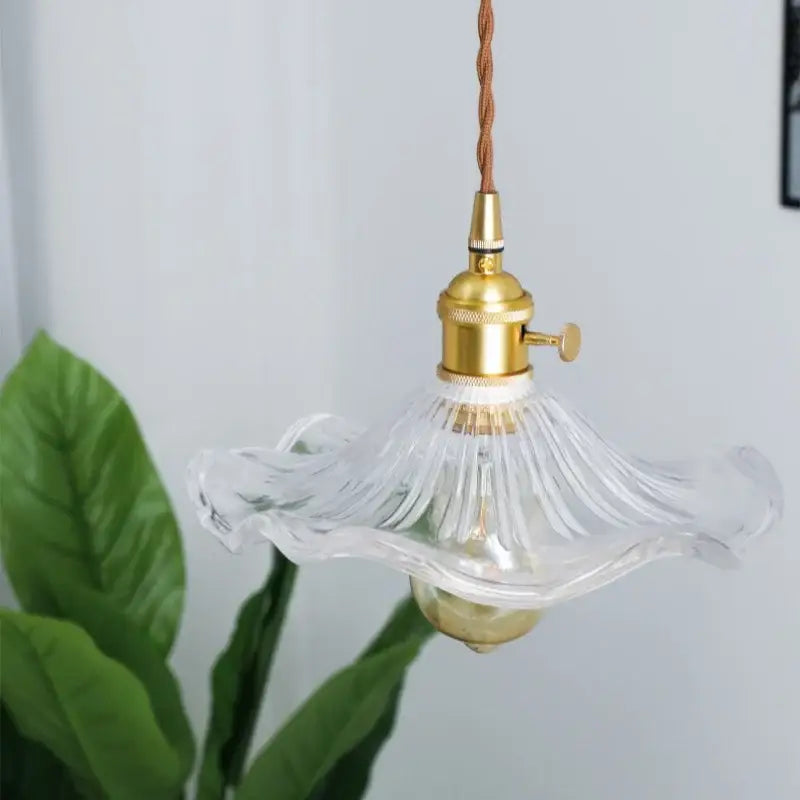 Brass Glass Lotus Pendant Light