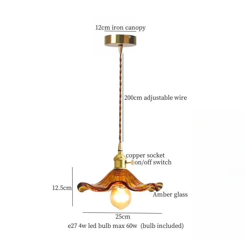 Brass Glass Lotus Pendant Light