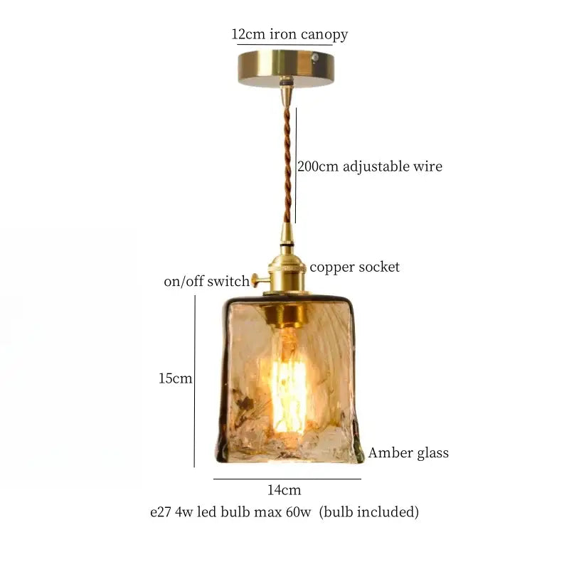 Brass Glass Lotus Pendant Light