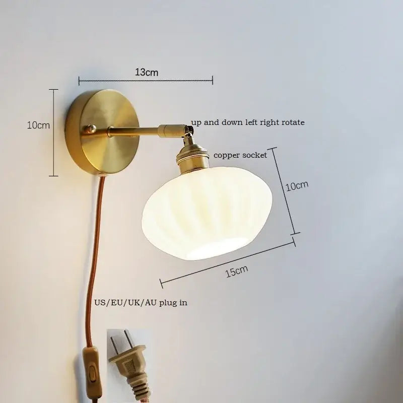 Brass Ceramic Wall Sconce for Mirror Lighting