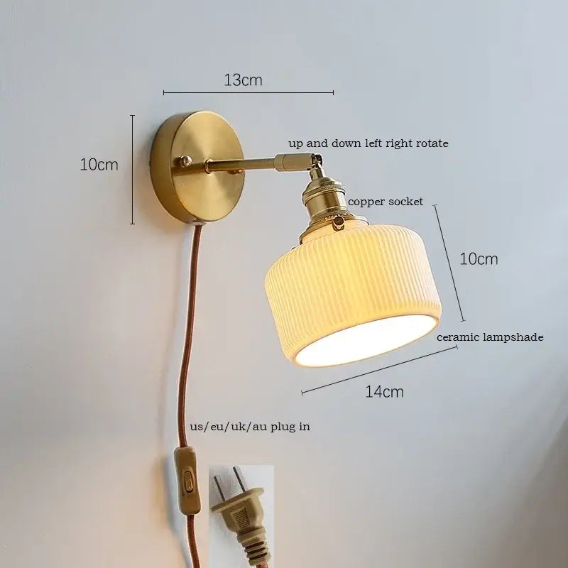 Brass Ceramic Wall Sconce for Mirror Lighting