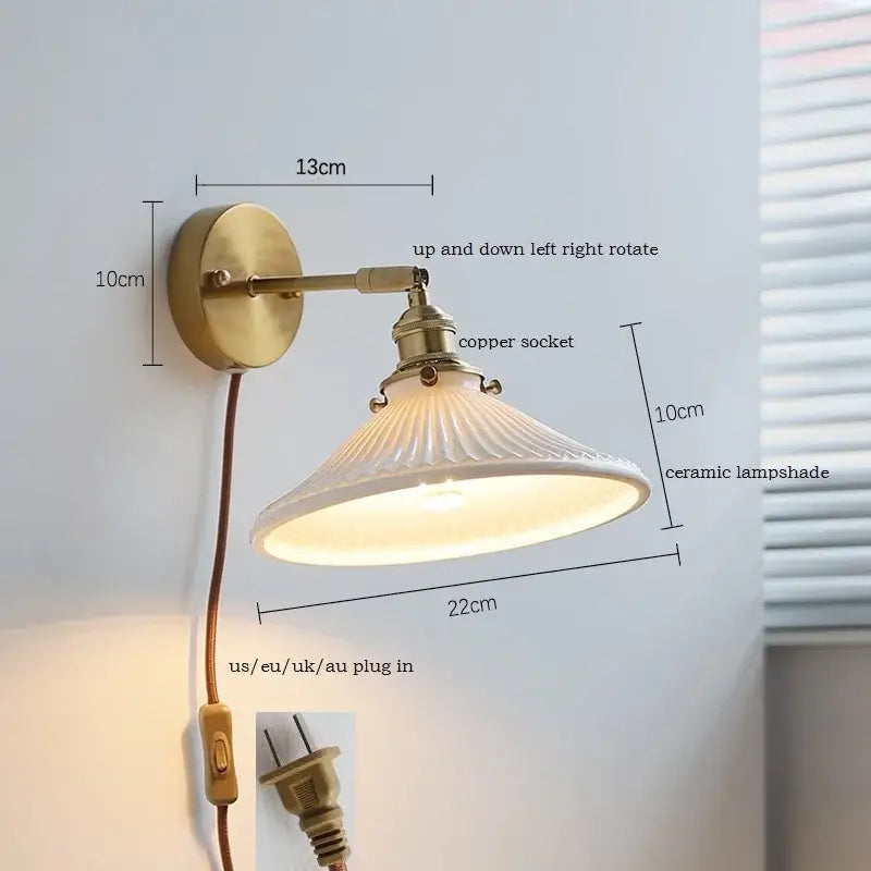 Brass Ceramic Wall Sconce for Mirror Lighting