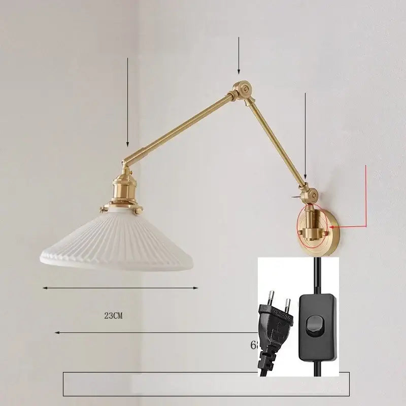 Brass Ceramic Wall Sconce with LED Lighting